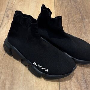 Balenciaga Black Knit High-Top Sneakers